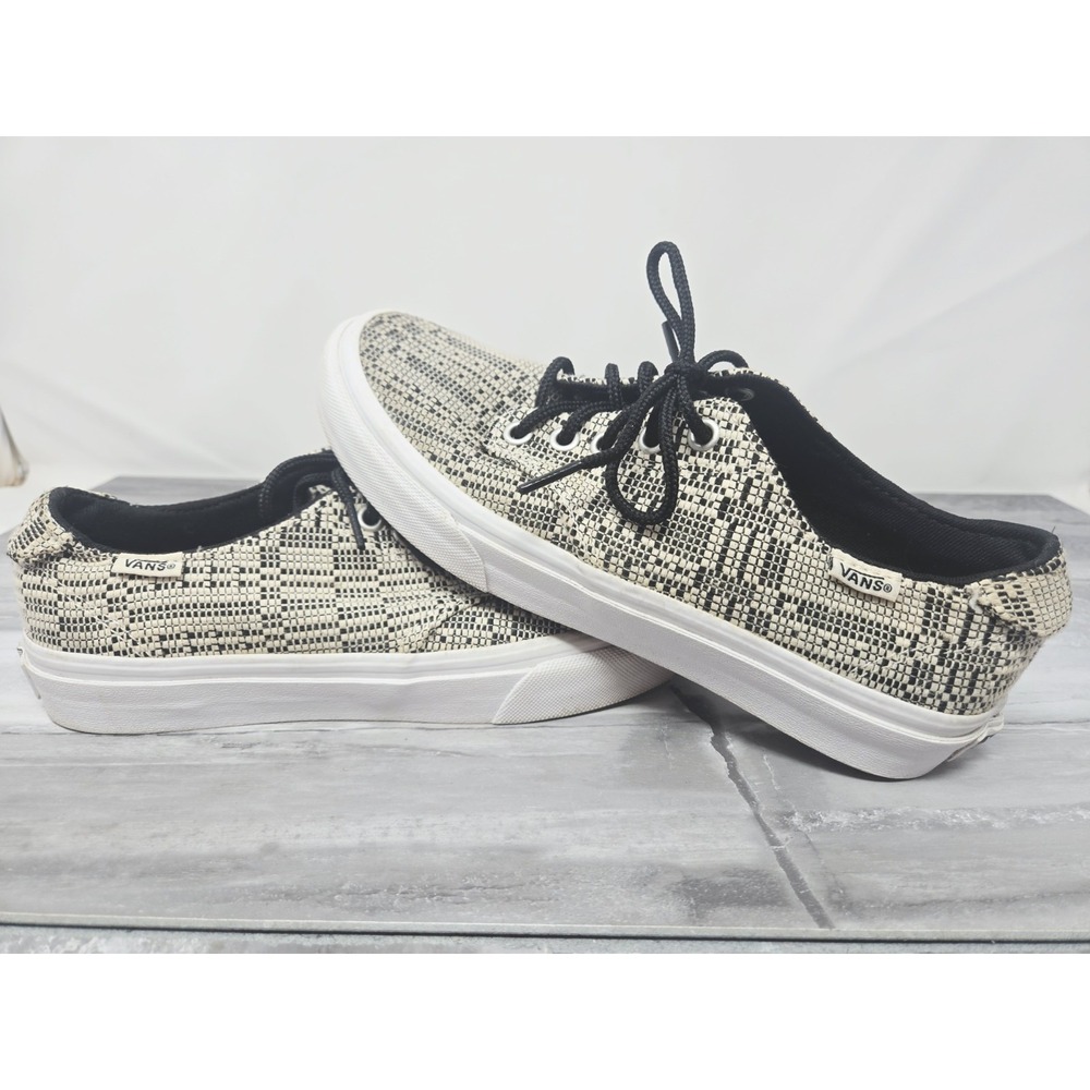 Vans‎ Ultracush Camden Optical Woven Deluxe Womens  6.5 Black Beige Skate Shoe